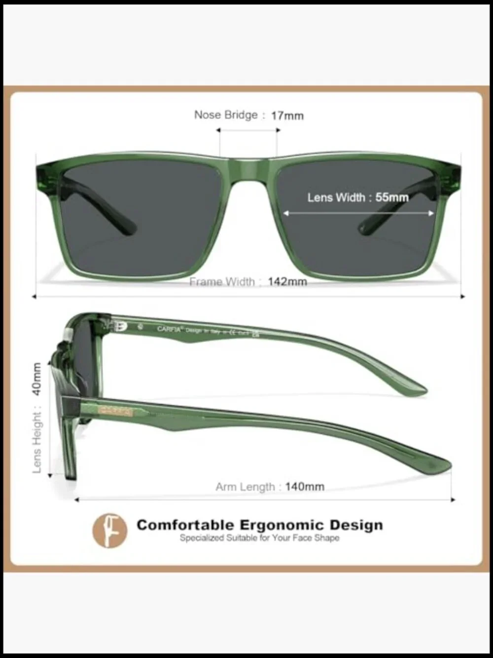 Retro Square Acetate Wrap Around Polarized Sunglasses